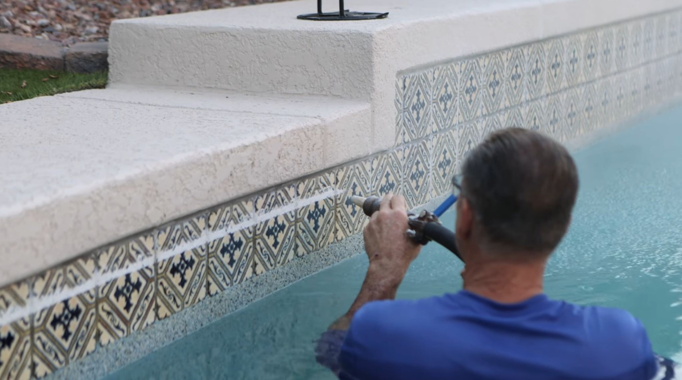 Professional pool tile cleaning and calcium removal in Lancaster, CA